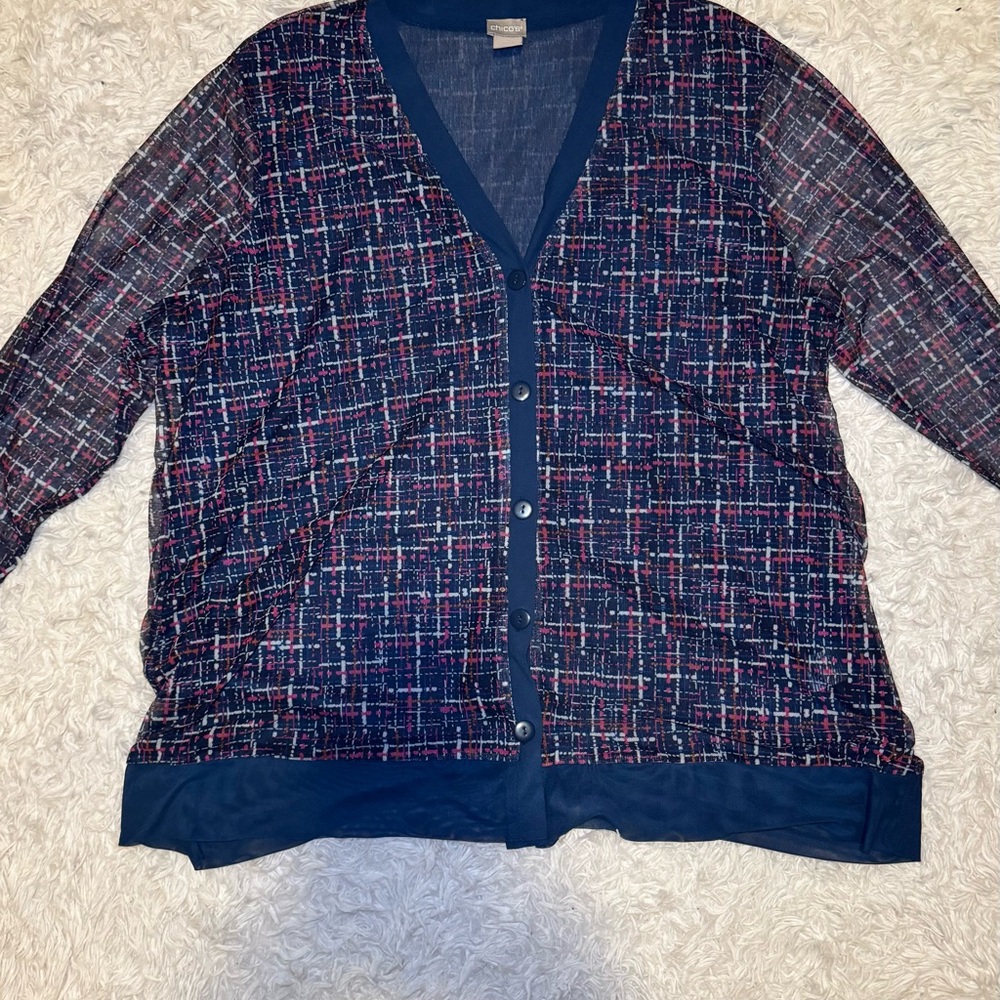 Chico's Multicolor Button-Down Blouse With Matchi… - image 3